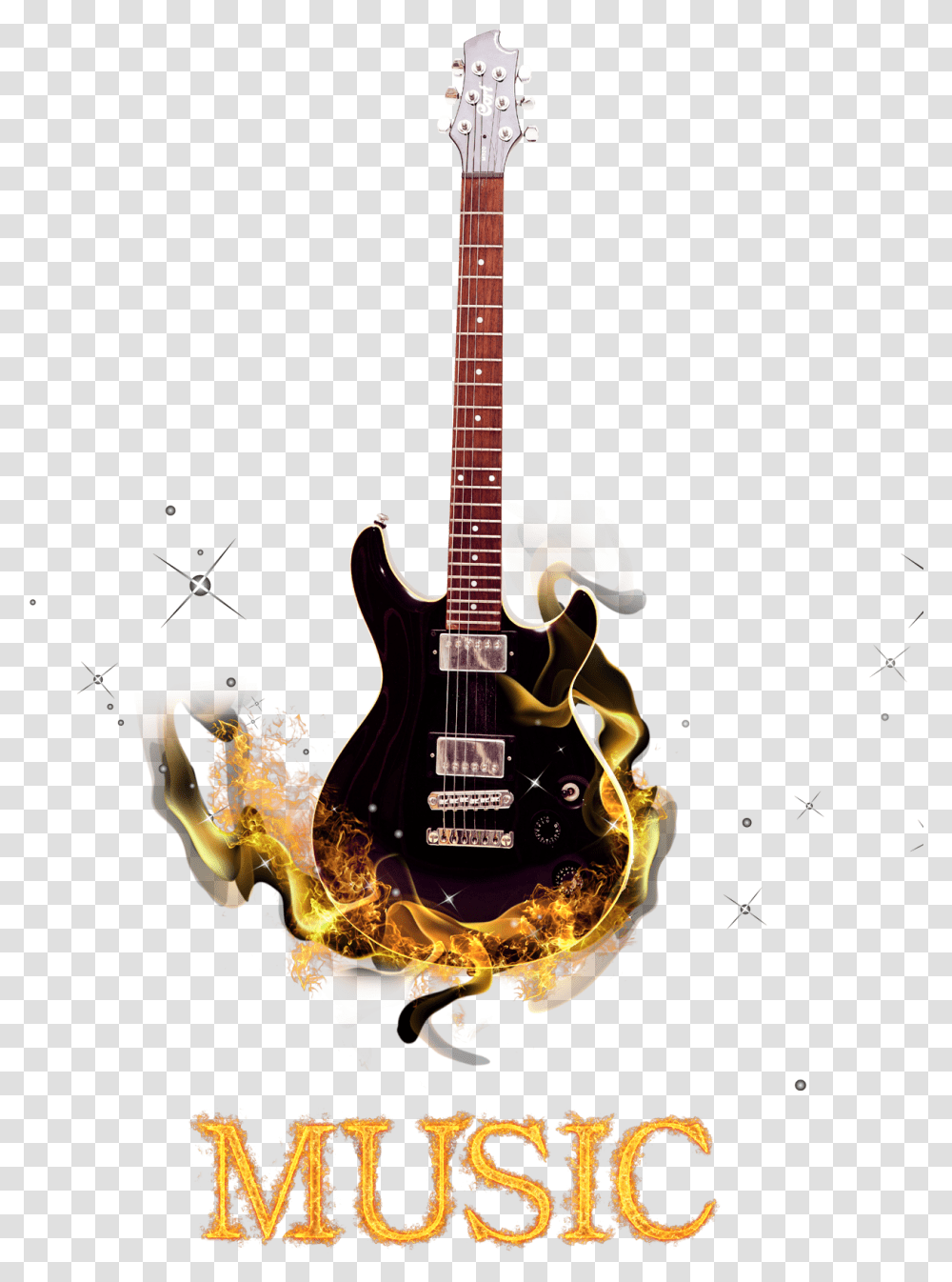 Download Guitar Instrument Burn Electric Musical Free Electric Guitar, Leisure Activities, Musical Instrument, Bass Guitar Transparent Png