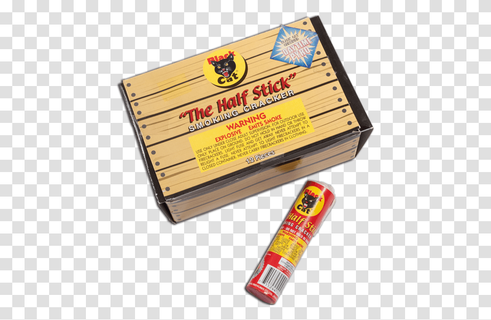 Download Half Stick Smoke Cracker Smoke Bomb Stick Buy Black Cat Firecracker, Text, Incense, Food Transparent Png