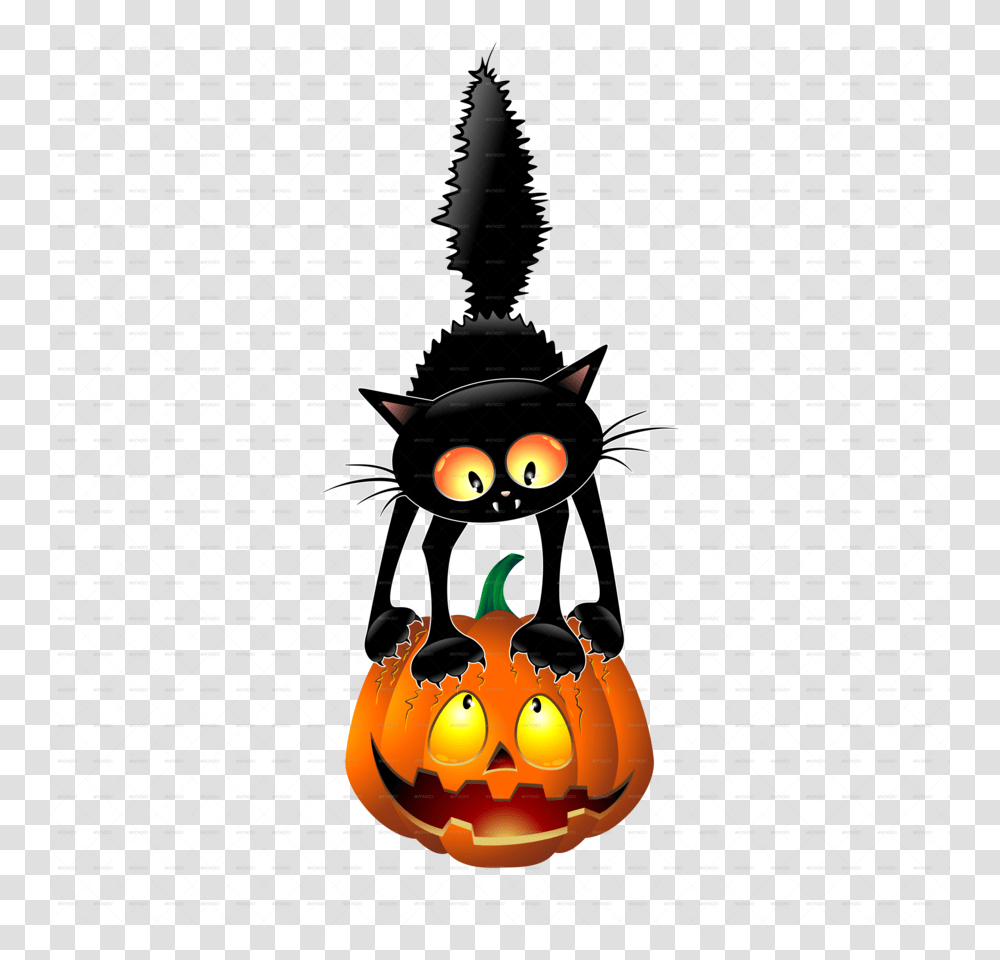 Download Halloween Cat Cartoon Clipart Cat Cartoon Clip Art Cat, Pumpkin, Vegetable, Plant, Food Transparent Png