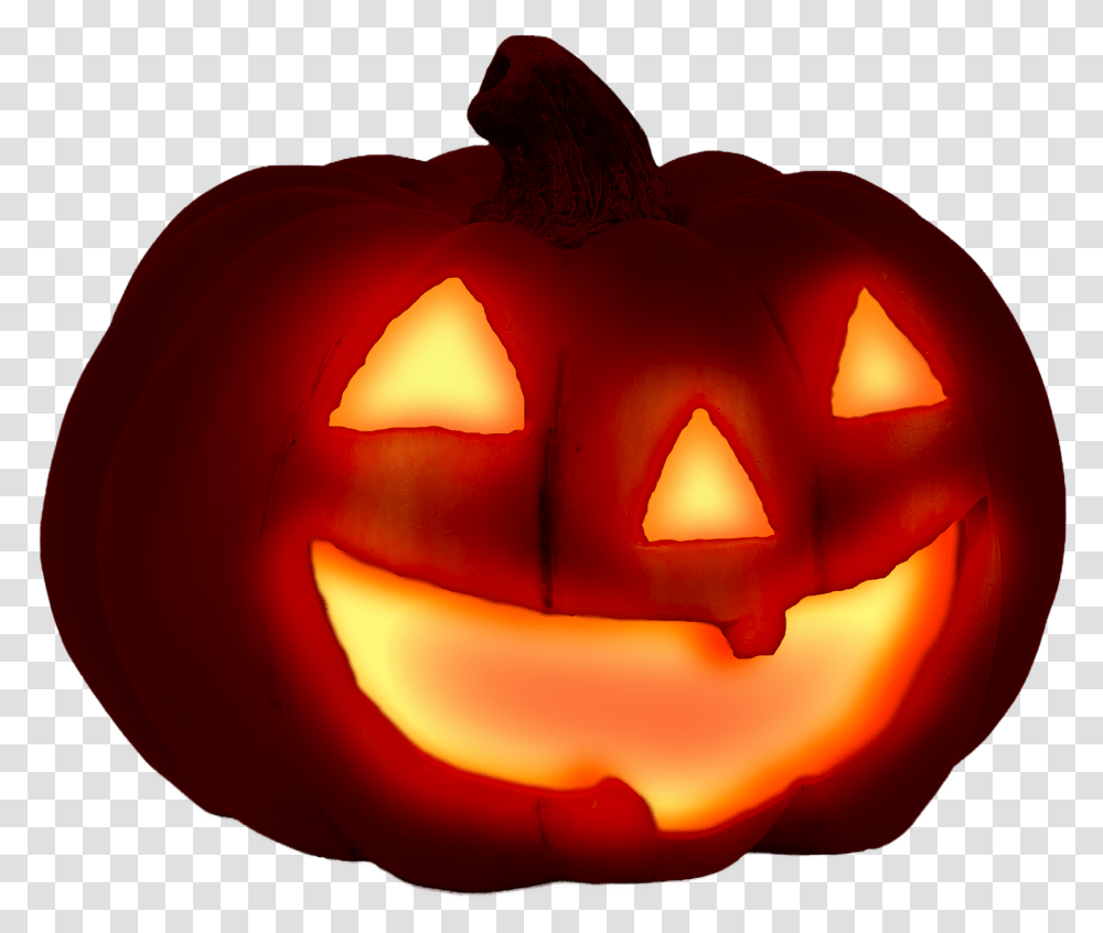 Download Halloween Glowing Pumpkin Stock By Darkmoon1968 Jack O Lantern Halloween, Plant, Vegetable, Food, Lamp Transparent Png