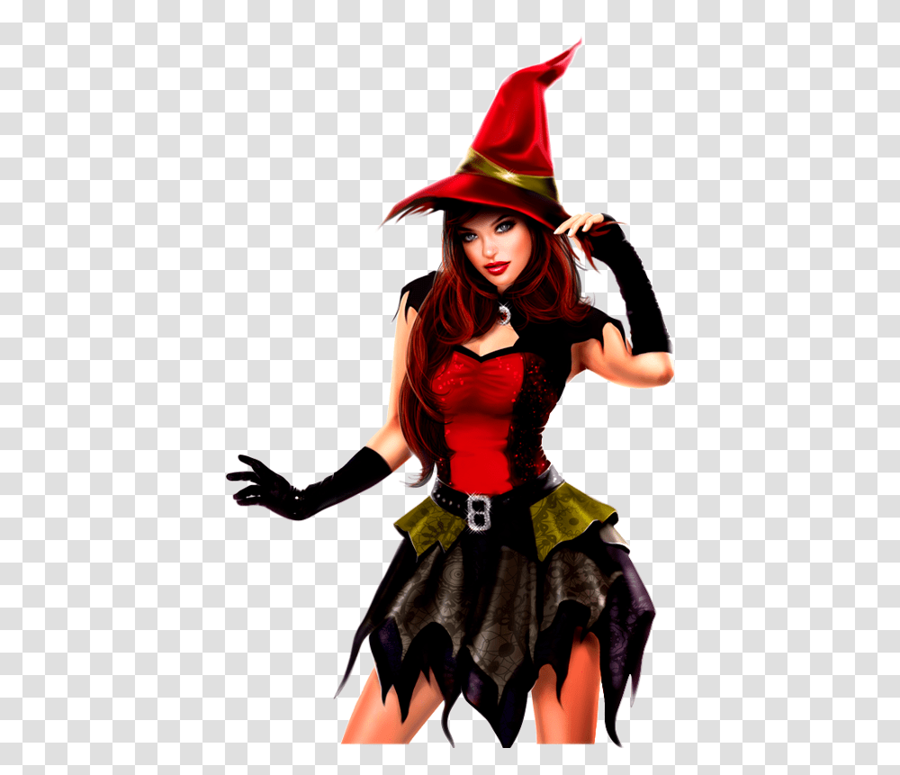 Download Halloween Sorcires Sexy Witches Personnages Sexy Witch, Costume, Clothing, Female, Hat Transparent Png