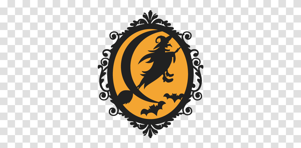 Download Halloween Witch Frame Svg Scrapbook Cut File Cute Silhouette, Dragon, Symbol, Fire, Flame Transparent Png