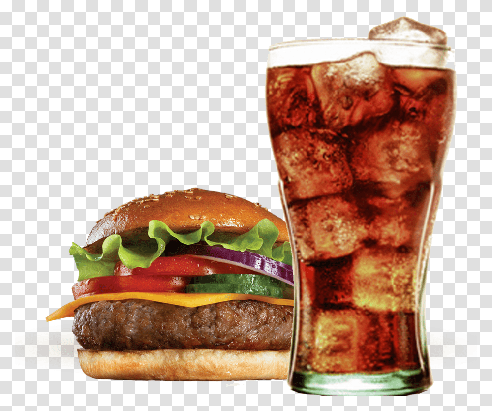 Download Hamburger Coke Fries French Burger Diet Coca Cola Burger With Coke, Food, Soda, Beverage, Drink Transparent Png