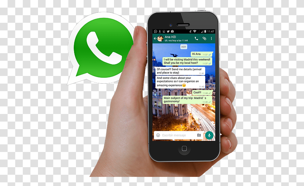 Download Hand Mobile Whatsapp Photo Whatsapp Icon Sharing, Mobile Phone, Electronics, Cell Phone, Person Transparent Png