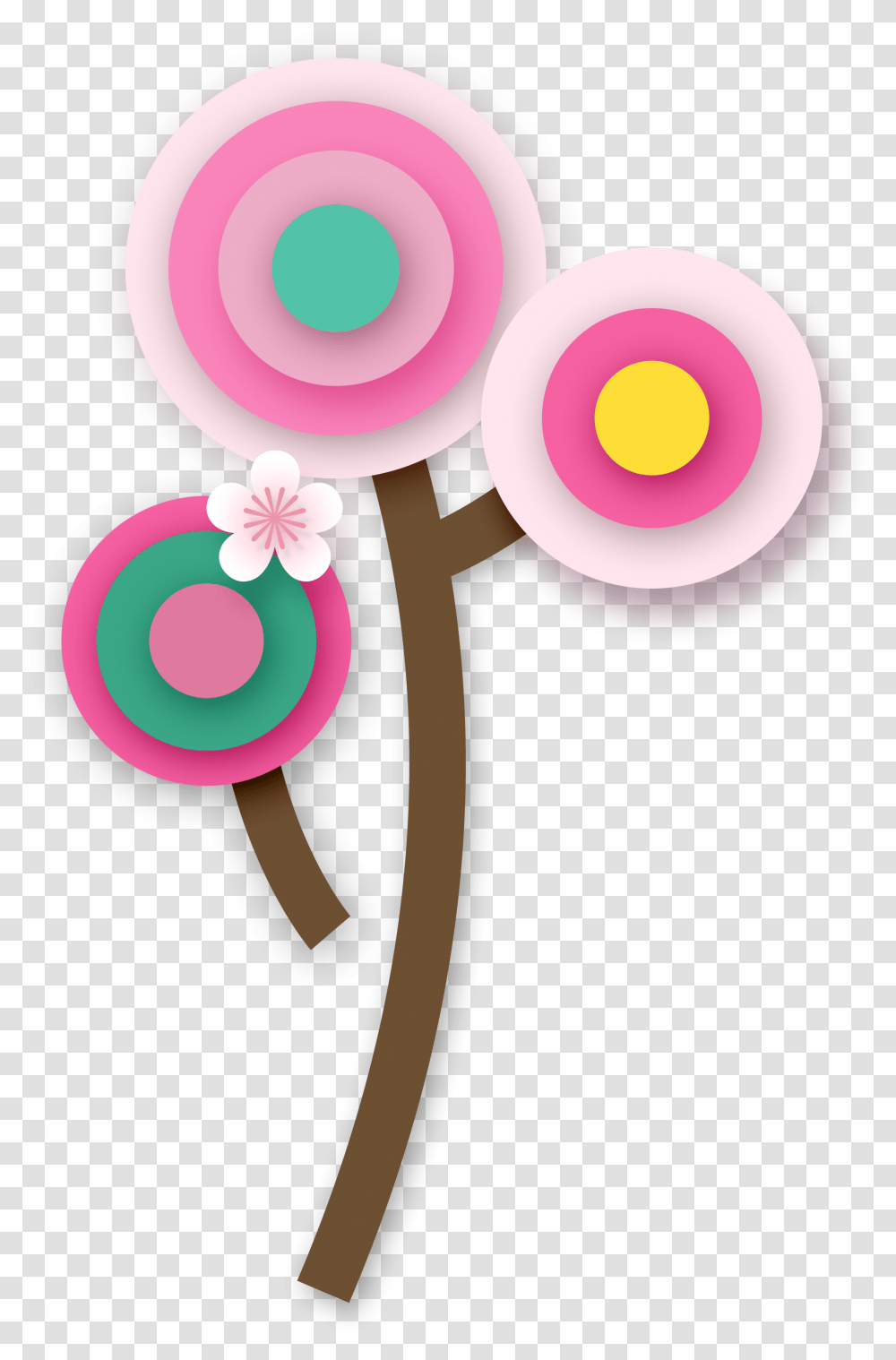 Download Hand Painted Cartoon Flat Flower Decoration Vector Clip Art, Rattle, Lollipop, Candy, Food Transparent Png