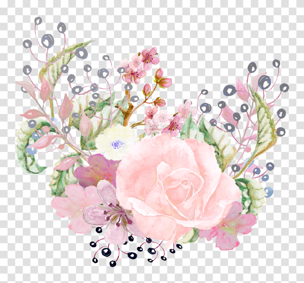 Download Hand Painted Pink Rose Portable Portable Network Graphics, Plant, Art, Floral Design, Pattern Transparent Png
