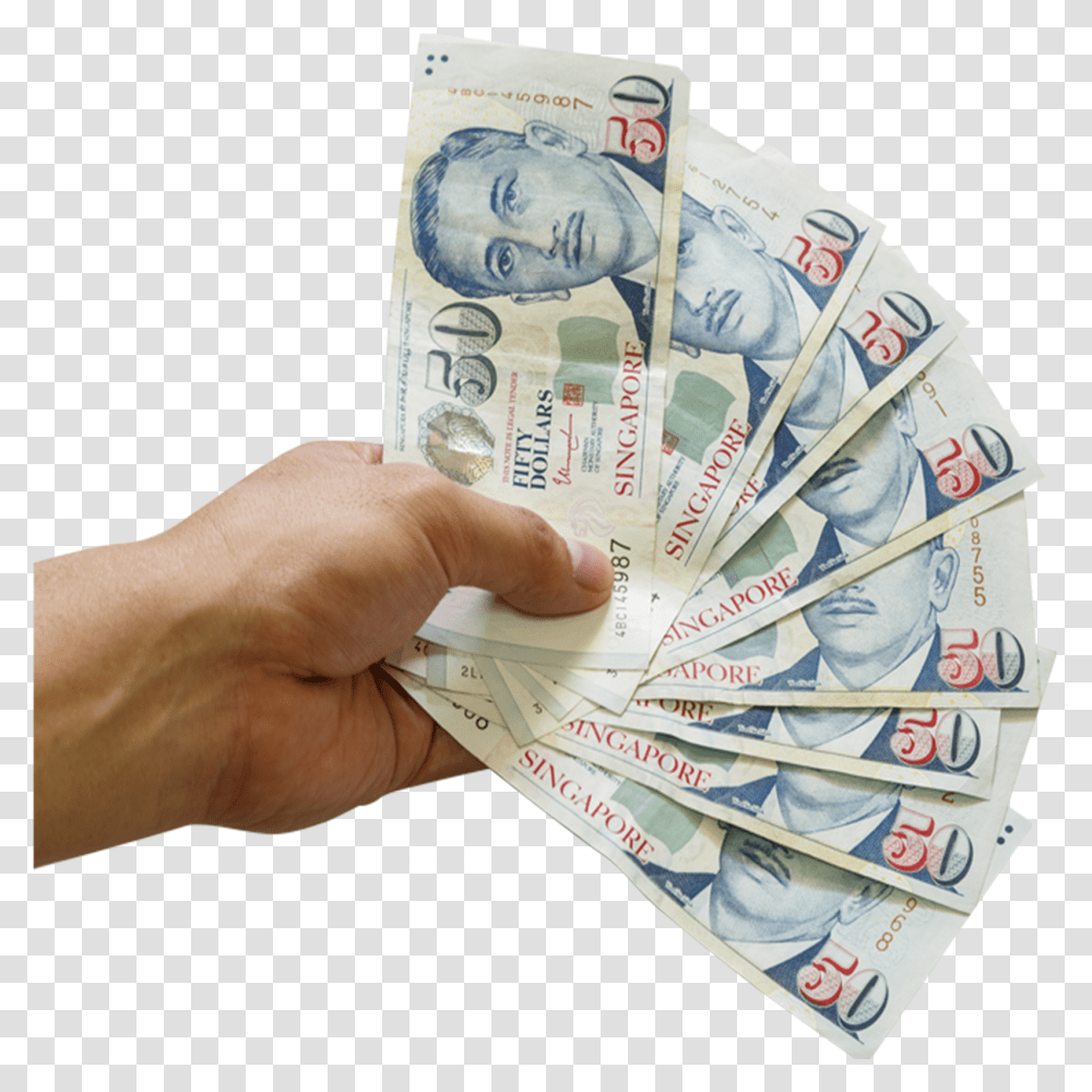 Download Hand With Money Singapore Dollar Singapore Dollar Background, Person, Human, First Aid Transparent Png