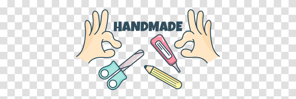 Download Handmade As A File Image Handmade, Scissors, Weapon, Outdoors, Text Transparent Png