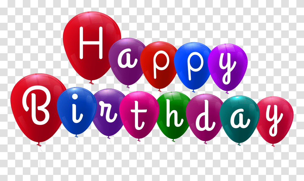 Download Happy Birthday Balloons Happy Birthday With Balloons, Text, Purple, Number, Symbol Transparent Png
