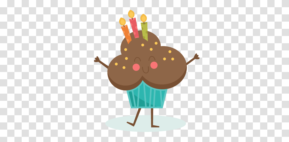 Download Happy Birthday Cupcake Cute Birthday Cake Animated, Lamp, Food, Plant, Dessert Transparent Png