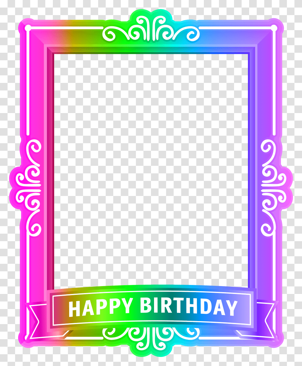 Download Happy Birthday Frame M, Light, Text, Neon, Pac Man Transparent Png