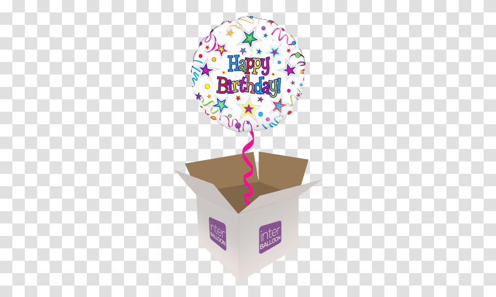 Download Happy Birthday Stars And Streamers Feliz Day 2020 Emoji, Box, Text, Carton, Cardboard Transparent Png