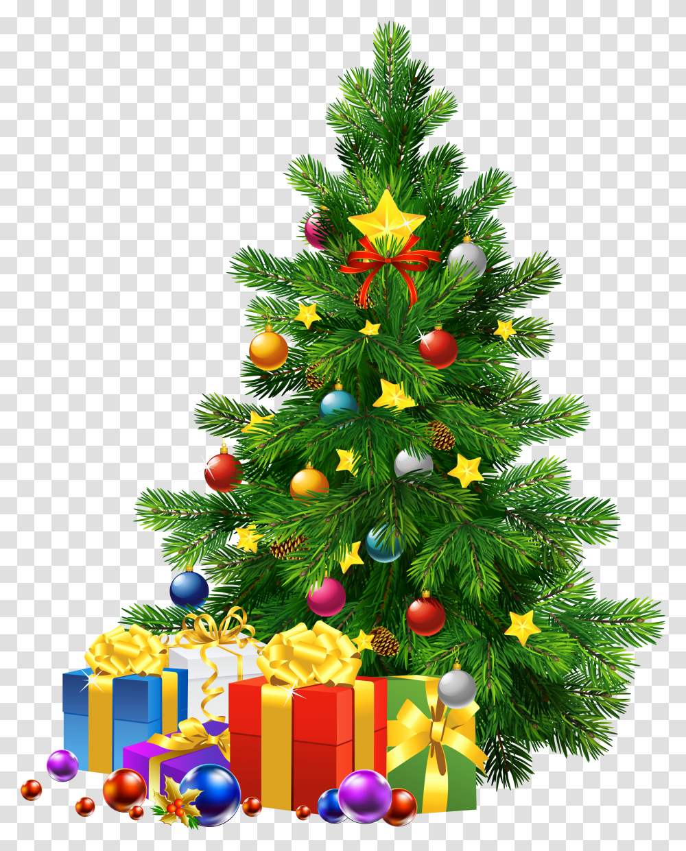 Download Happy Christmas Tree Christmas Tree With Gifts Transparent Png