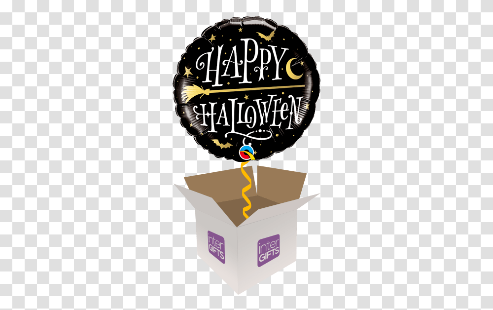 Download Happy Halloween Golden Broomstick Full Size Birthday Balloons, Text, Paper, Symbol, Logo Transparent Png