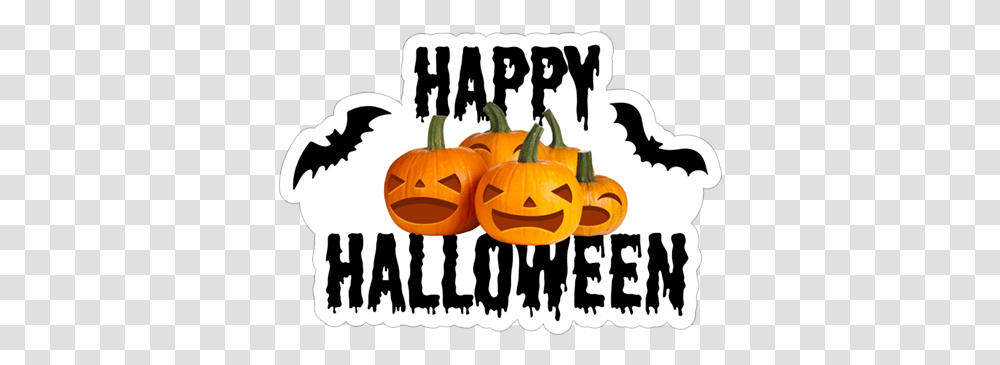 Download Happy Halloween Happy Halloween Clipart Black And, Plant, Pumpkin, Vegetable, Food Transparent Png