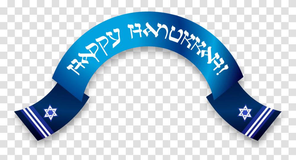 Download Happy Hanukkah Half Circle Blue Ribbon Banner Circle Ribbon Blue, Word, Text, Logo, Symbol Transparent Png