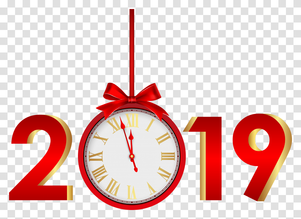 Download Happy New Year 2019 Hd Wall Clock, Analog Clock, Alarm Clock, Clock Tower, Architecture Transparent Png