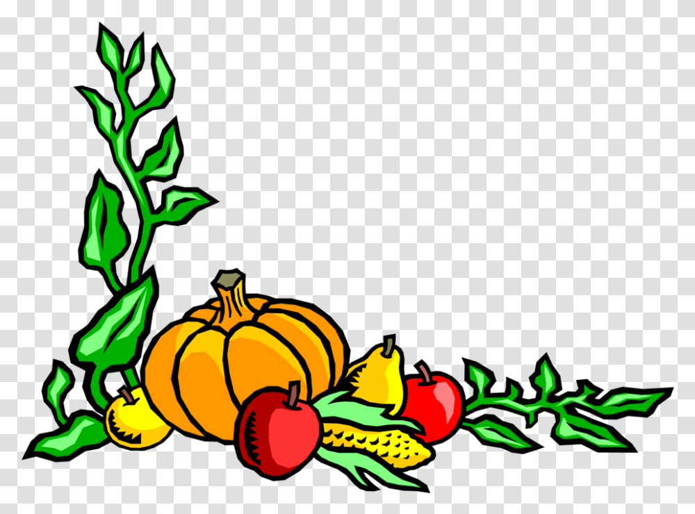 Download Harvest Corn Apples Vector Marcos Bordes De Frutas Y Verduras, Plant, Halloween, Graphics, Art Transparent Png