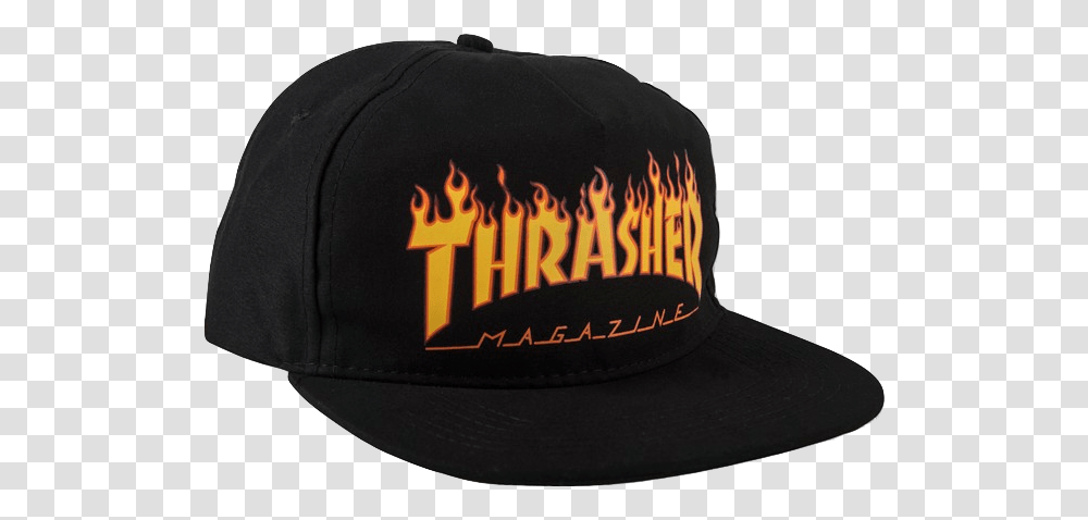 Download Hats Thrasher Flame Logo Thrasher Hat With Background, Clothing, Apparel, Baseball Cap Transparent Png