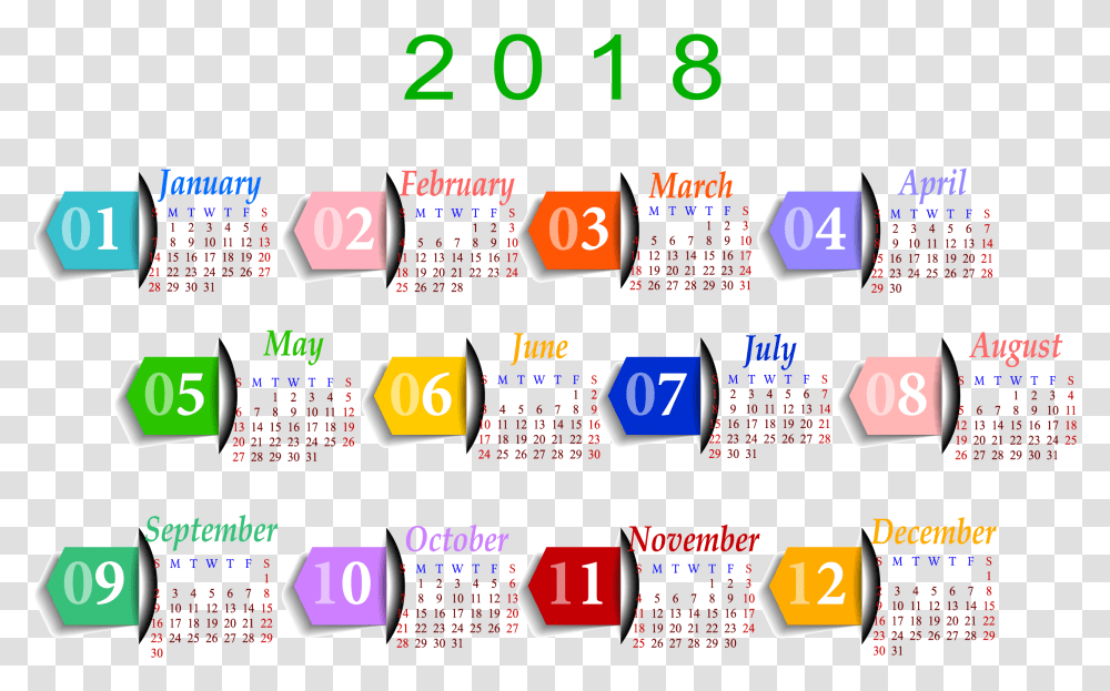 Download Hd 2018 Calendar Image New Year Calendar 2018 2011, Text, Alphabet, Number, Symbol Transparent Png