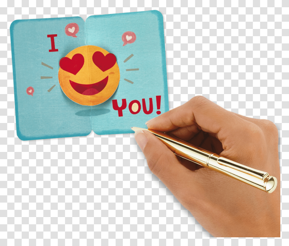 Download Hd 25 Mini Heart Eyes Emoji Pop Up Love Greeting Greeting Card, Text, Person, Human, Credit Card Transparent Png