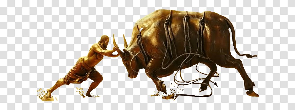Download Hd 3 Water Buffalo Image Bahubali Buffalo, Person, Figurine, Animal, Cow Transparent Png