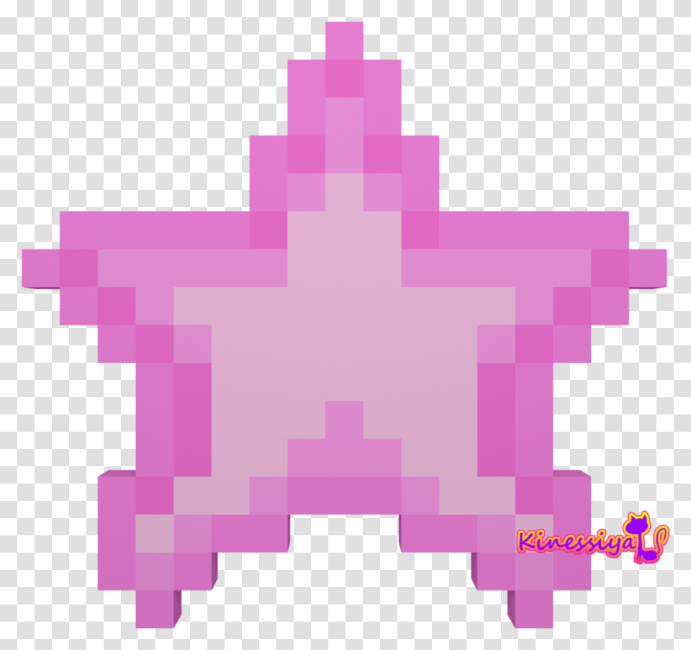 Download Hd 3d Art Pink Star 8 Bit Star, Cross, Symbol, Leaf, Plant Transparent Png