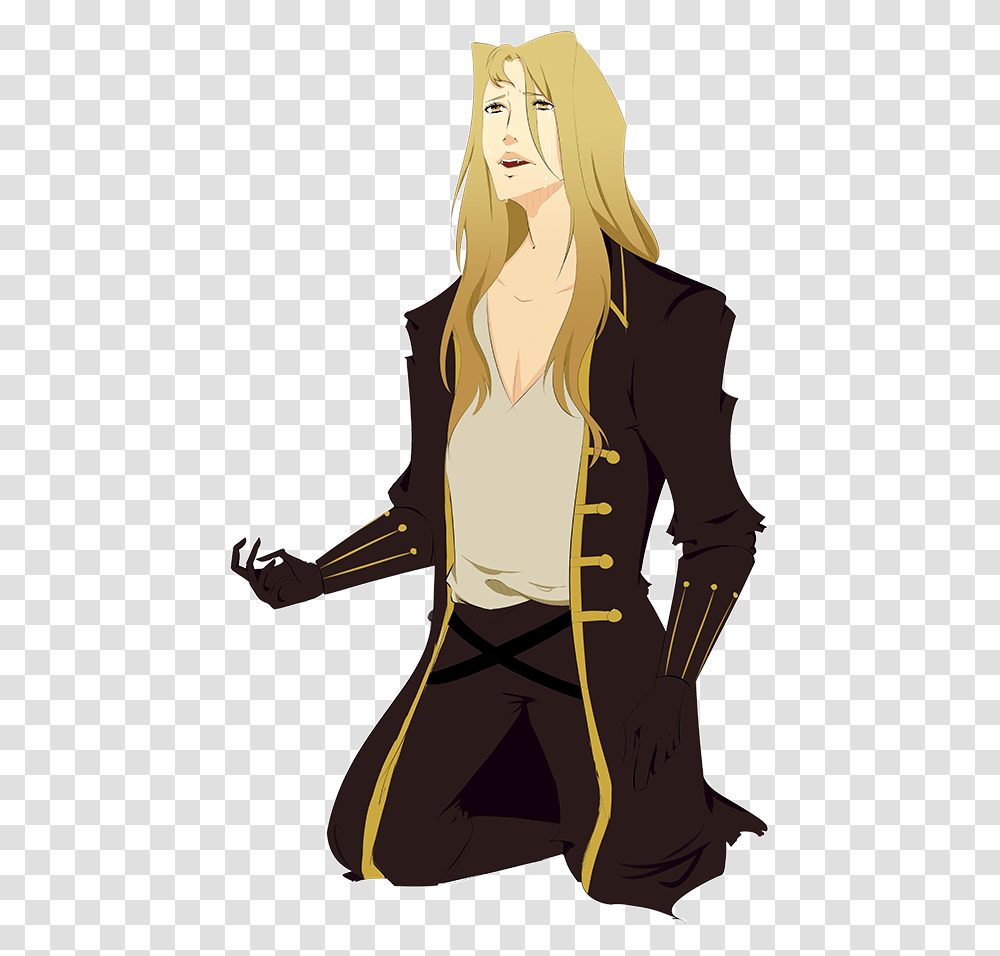 Download Hd A Sad Alucard Anime, Clothing, Sleeve, Long Sleeve, Person Transparent Png