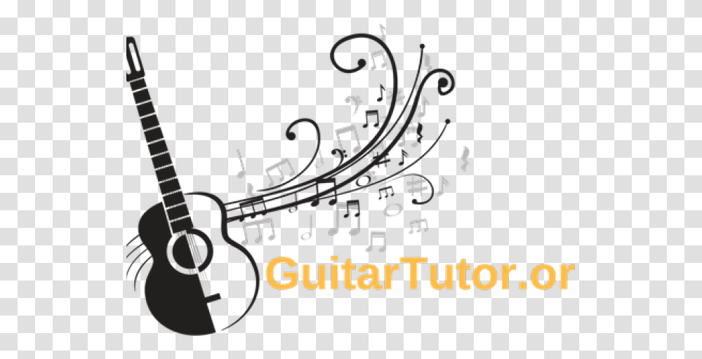 Download Hd Acoustic Guitar Clipart Logo Acoustic Guitar With Musical Notes, Photography, Transportation, Vehicle, Symbol Transparent Png