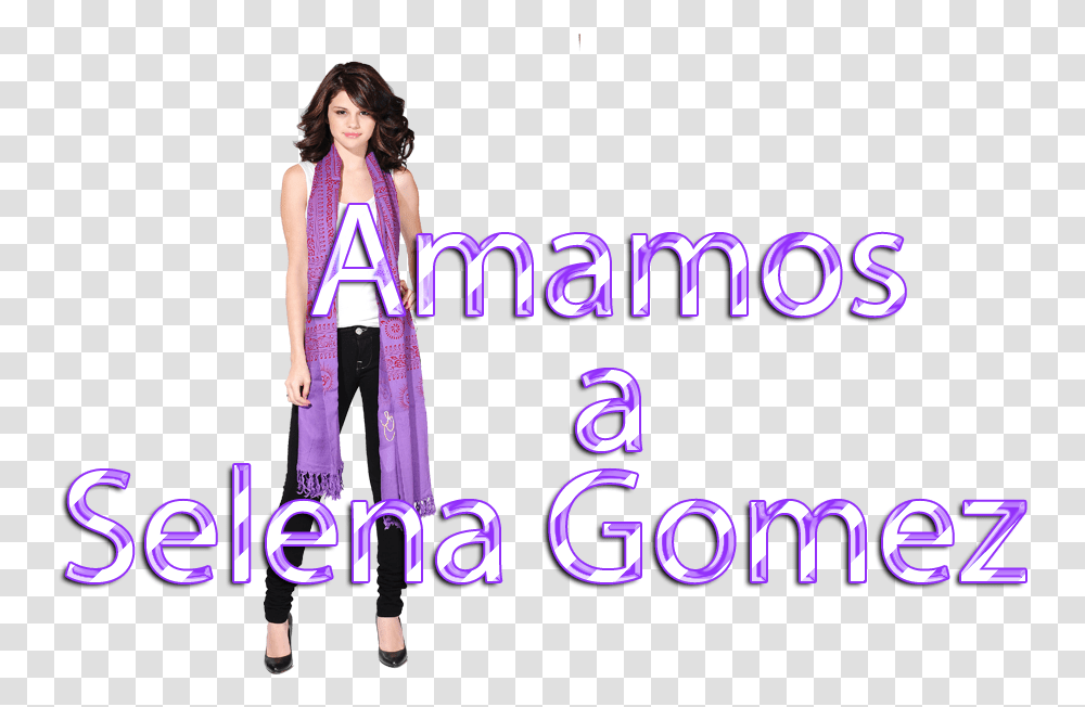 Download Hd Amamos A Selena Gomez Selena Gomez Wallpaper 2010, Person, Clothing, Text, Purple Transparent Png