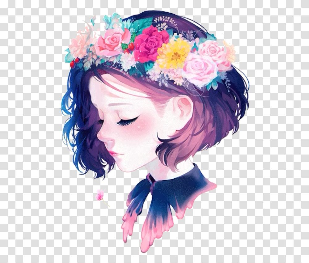 Download Hd Amino Tumblr Flower Crown Cute Anime Girls, Graphics, Art, Clothing, Person Transparent Png