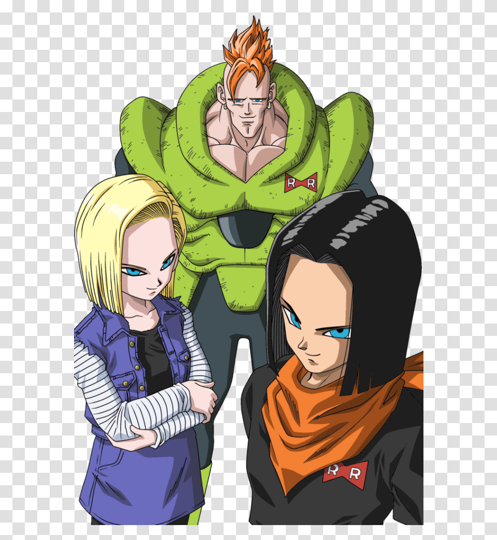 Download Hd Androids 16 17 And 18 Image Dragon Ball Androids, Comics, Book, Person, Human Transparent Png