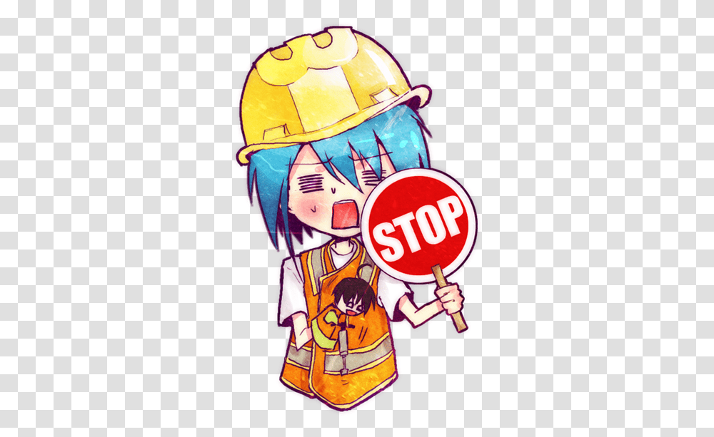 Download Hd Anime Construction Worker Anime Worker Stop Looking At My Screen, Clothing, Apparel, Helmet, Robe Transparent Png