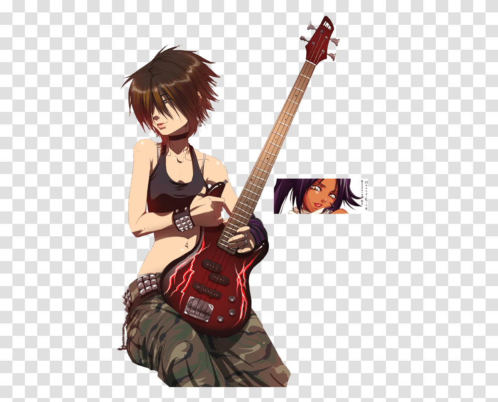 Download Hd Anime Emo Girl Anime Rock Girl With Guitar Punk Rock Anime, Leisure Activities, Musical Instrument, Person, Human Transparent Png