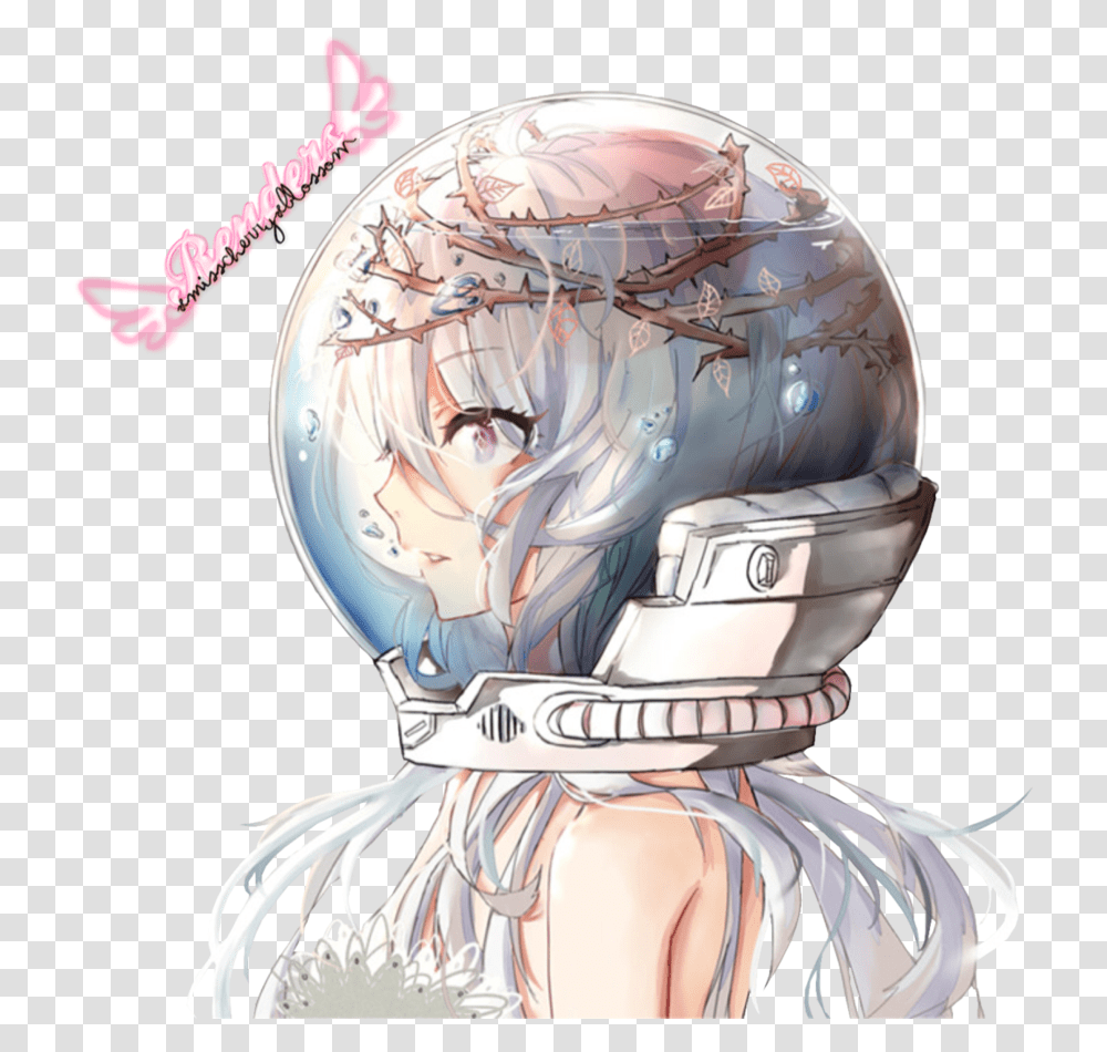 Download Hd Astronaut Girl Render By Anime Astronaut Girl Drawing, Helmet, Clothing, Apparel, Art Transparent Png