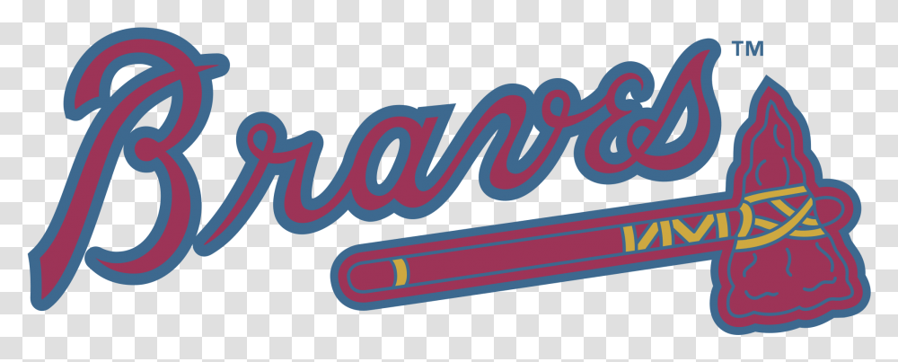Download Hd Atlanta Braves 2 Logo Baseball Atlanta Braves, Label, Text, Alphabet, Leisure Activities Transparent Png
