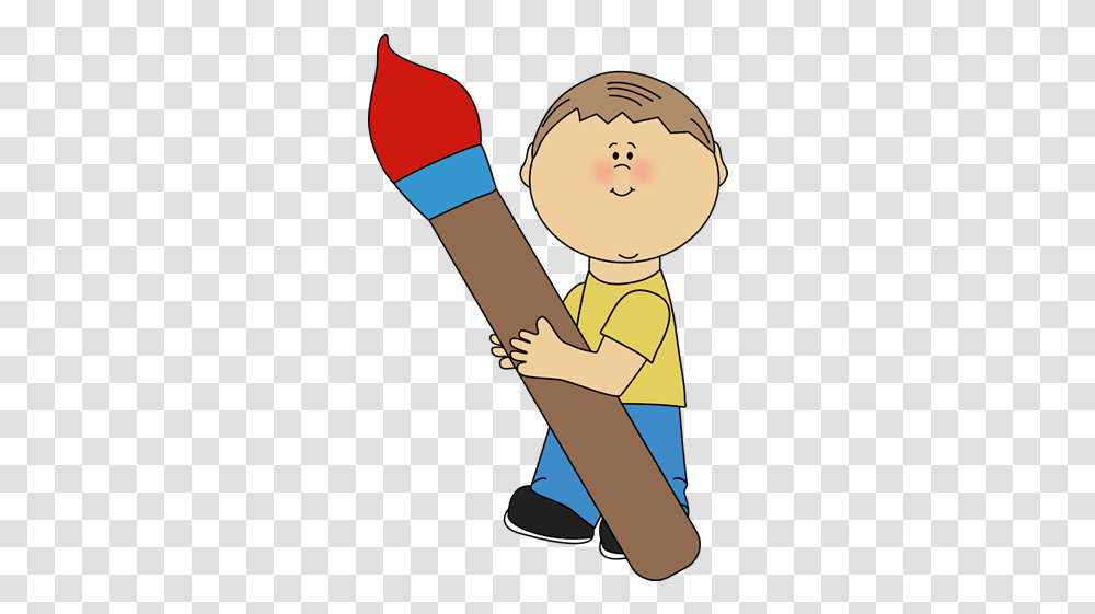 Download Hd August Painting With Watercolor For Youths Ages Boy With A Paint Brush, Arm, Face, Light, Scroll Transparent Png