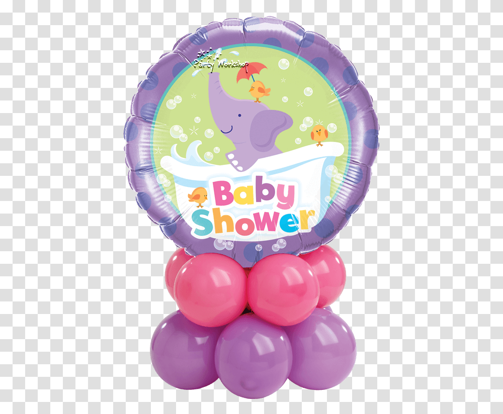 Download Hd Baby Shower Elephant Mini Birthday Balloons Balloons, Birthday Cake, Dessert, Food Transparent Png