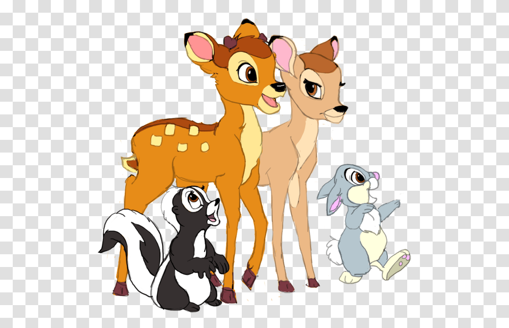 Download Hd Bambi Faline Thumper Flower Bambi And Bambi And Thumper And Faline, Mammal, Animal, Deer, Wildlife Transparent Png