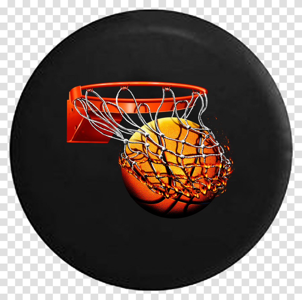 Download Hd Basketball Flaming Net Rim Basketball On Fire, Sphere, Hoop, Sport, Sports Transparent Png