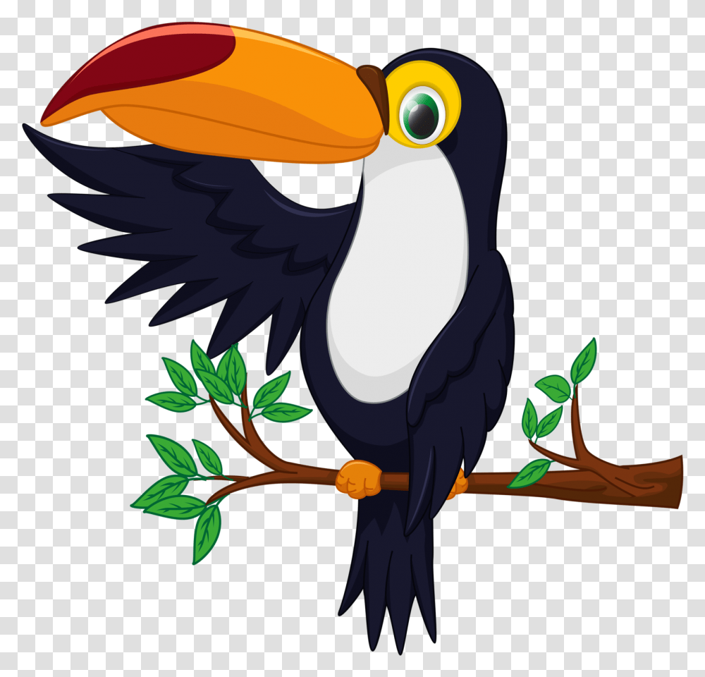 Download Hd Bird Toucan Drawing Cartoon Toucan Bird Background Toucan Clipart, Beak, Animal, Eagle, Graphics Transparent Png