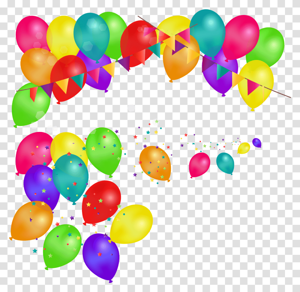 Download Hd Birthday Balloon Images Portable Network Globos Y Serpentinas, Confetti, Paper Transparent Png