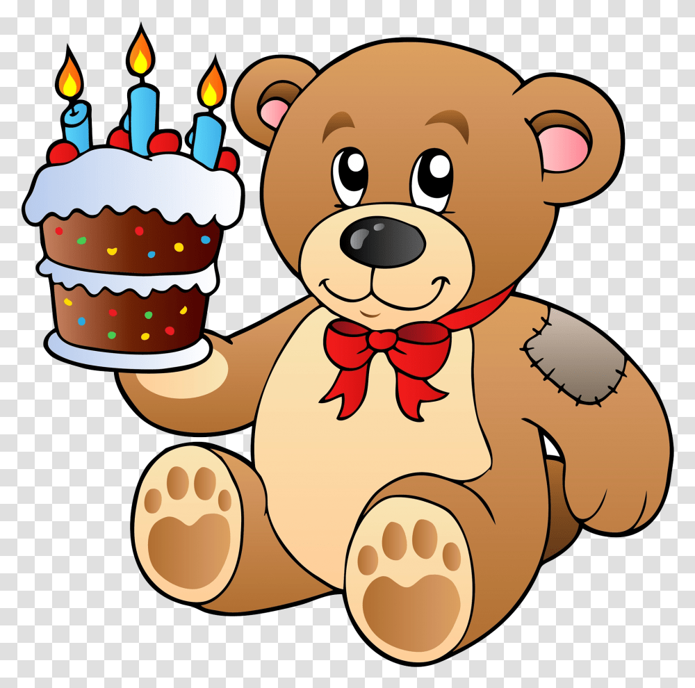 Download Hd Birthday Cake Teddy Bear Clip Art Teddy Bear Birthday Teddy Bear Clipart, Toy, Sweets, Food, Confectionery Transparent Png