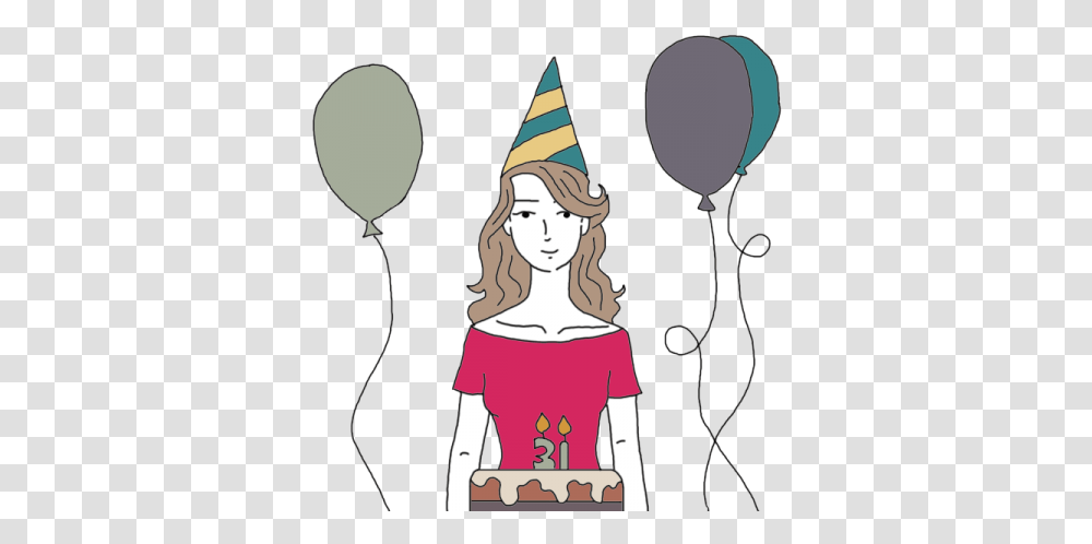 Download Hd Birthday Cartoon Kitten In A Birthday Hat Dream Birthday, Clothing, Apparel, Party Hat, Person Transparent Png