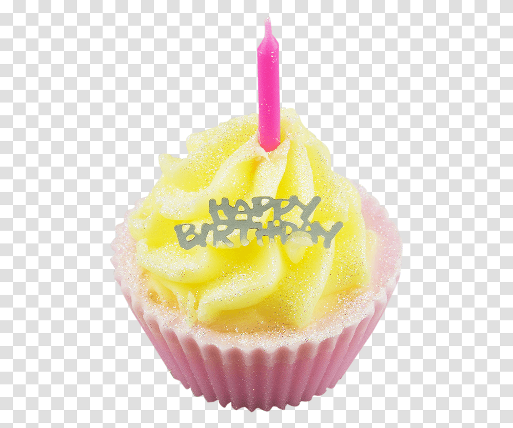 Download Hd Birthday Cupcake With Lots Birthday Cake Cap Cake With Candle, Sweets, Food, Confectionery, Cream Transparent Png