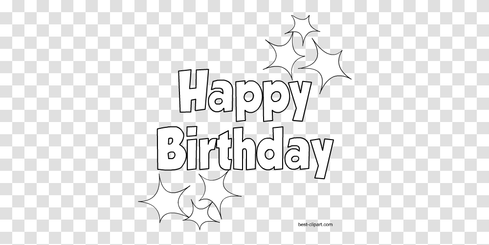 Download Hd Black And White Happy Birthday Clipart Image Happy Birthday White, Symbol, Text, Poster, Arrow Transparent Png