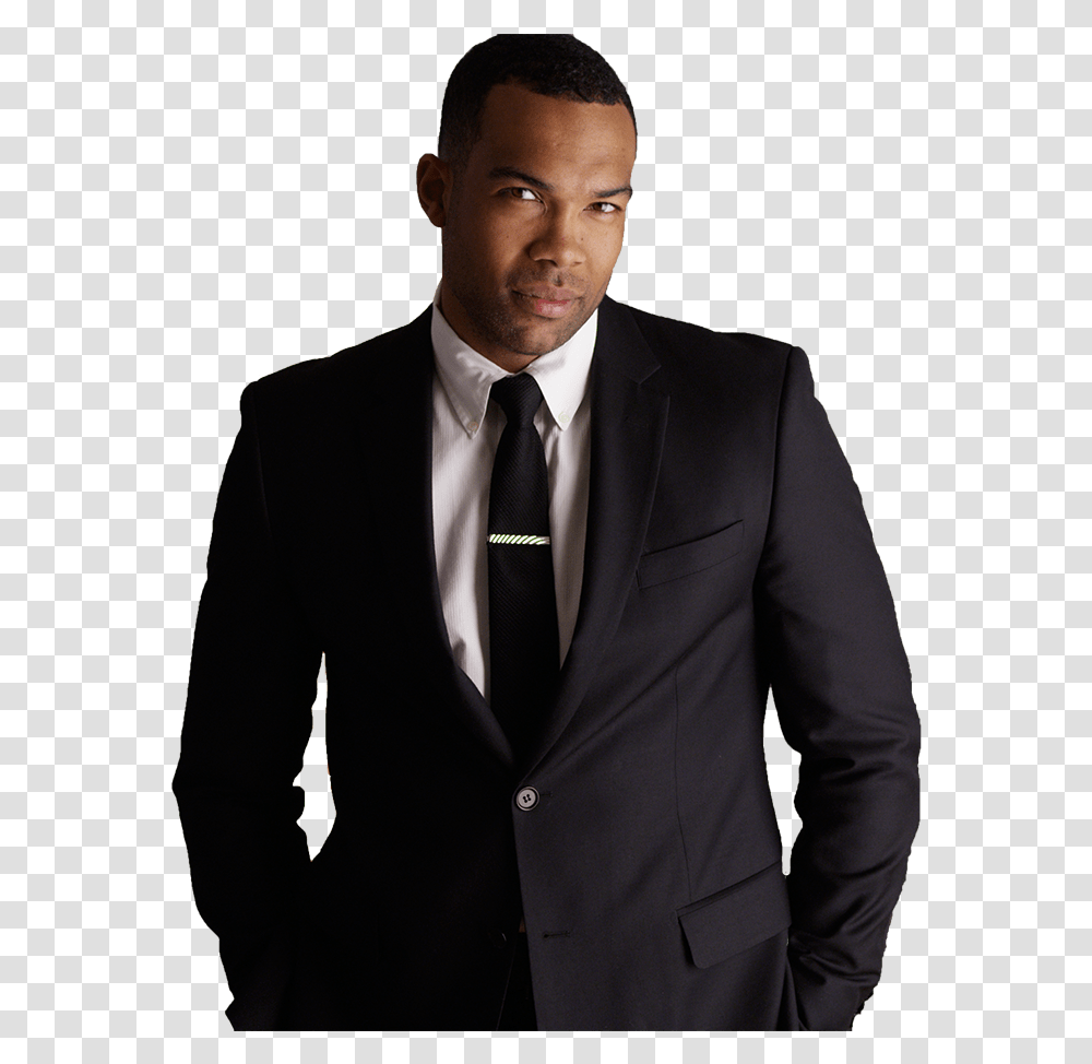 Download Hd Black Man In Suit Black Man In Suit, Tie, Accessories, Accessory, Overcoat Transparent Png