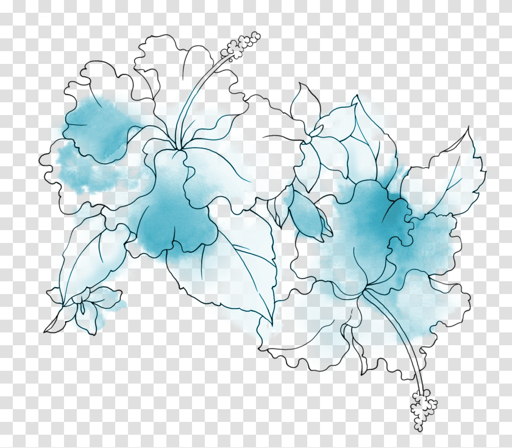 Download Hd Blue Flowers Blue Flowers Drawing, Map, Diagram, Plot, Atlas Transparent Png