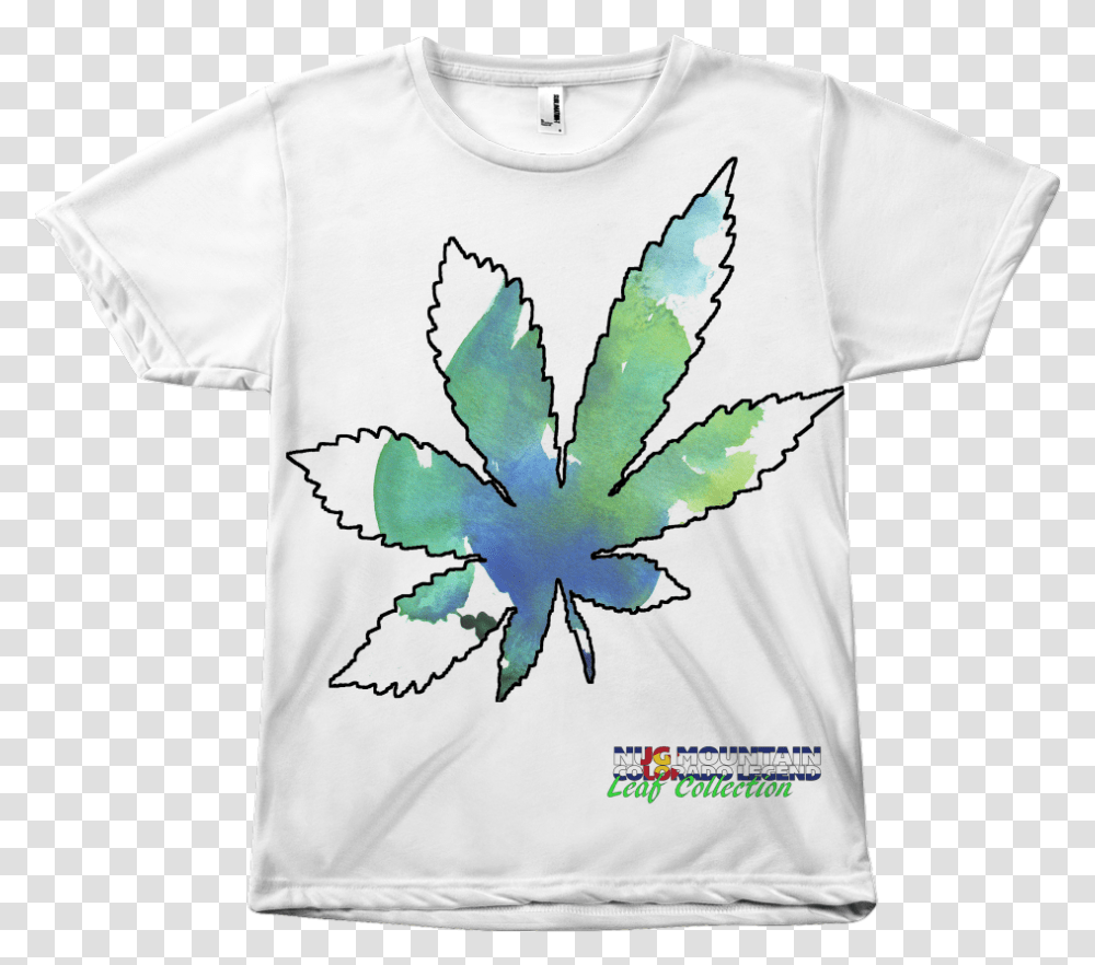 Download Hd Blue Green Watercolor Leaf Nina Simone Tshirt Active Shirt, Clothing, Apparel, Plant, Bird Transparent Png