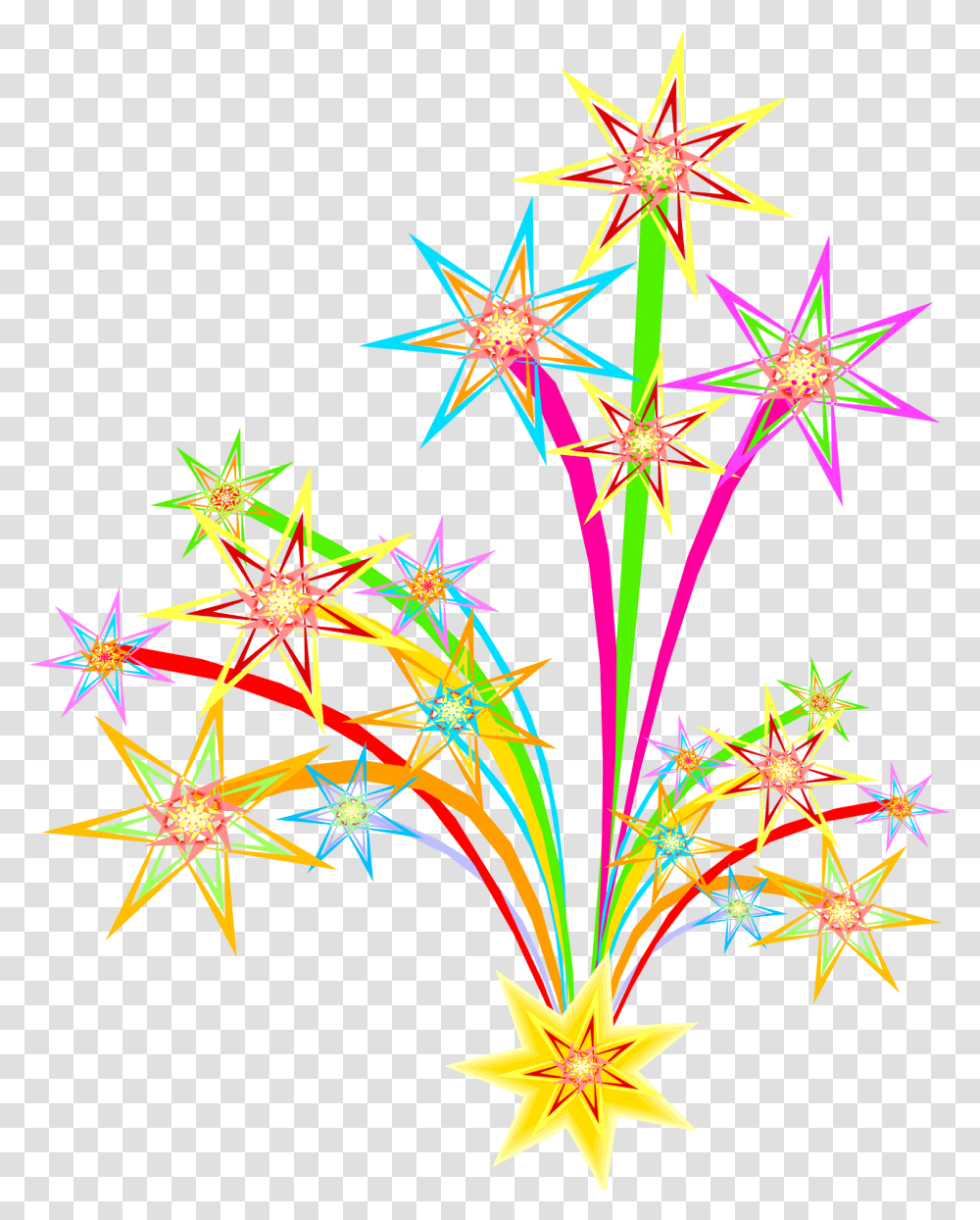 Download Hd Bonfire Display Pencil And In Color New Years Fireworks Clip Art, Ornament, Pattern, Fractal, Lighting Transparent Png